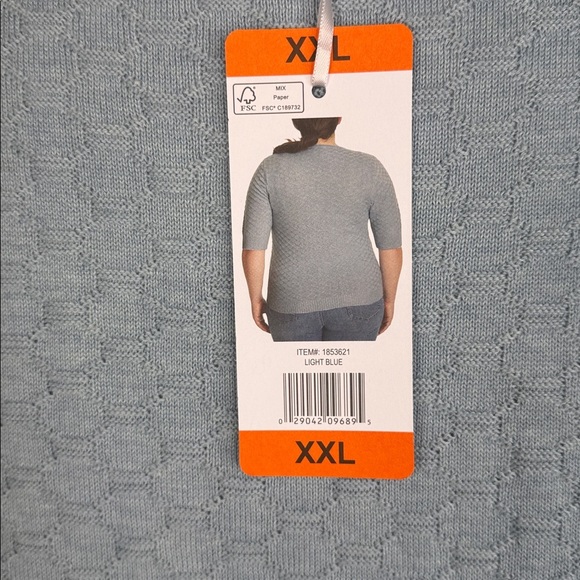 Ella Moss Light Blue V-Neck Textured Sweater Sz XXL - Picture 8 of 14